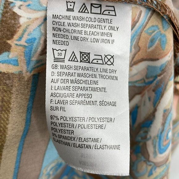 Belle Kim Gravel Pop over 1/4 button front Long Sleeves paisley silky texture 2X - Picture 11 of 13